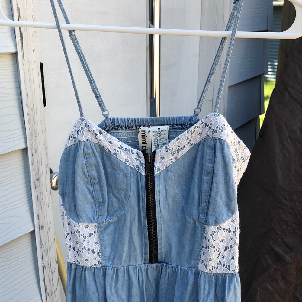 Chambray strappy sweetheart dress